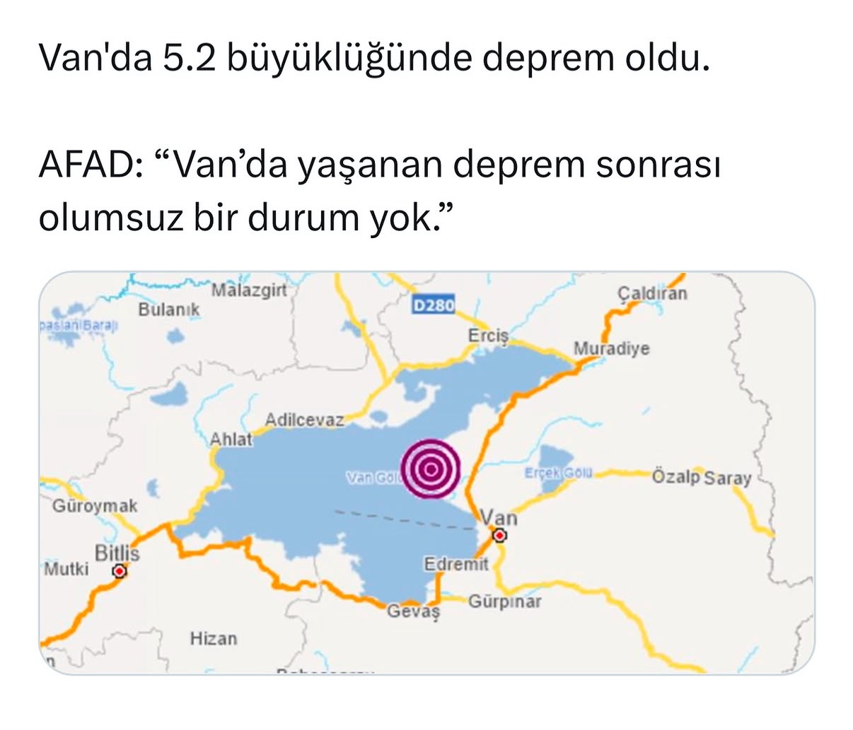 Van’da Deprem